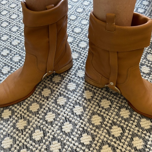 Celine Tan Mid Calf Boots - Picture 1 of 7